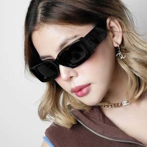 Lunettes de soleil rectangulaires rétro personnalisées avec logo, protection UV400, verres dégradés, couleurs acidulées, pour femmes - Product Image 2