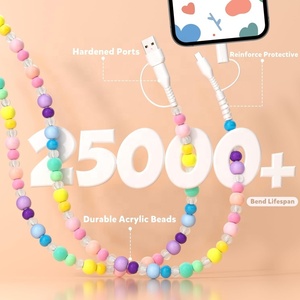 Nouveau chargeur de téléphone Type-C perlé avec blindage tressé et charge rapide pour ordinateurs et téléphones mobiles - Design coloré pastel bonbon - Product Image 1