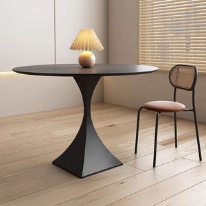 Bàn ăn màu đen trắng kim loại hiện đại Bắc Âu văn phòng khách sạn sang trọng Đồ nội thất tròn đặt nhà hàng phòng ăn bằng đá cẩm thạch bàn ăn - Product Image 6