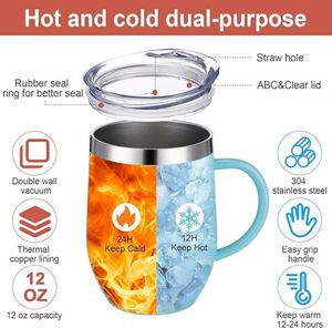 Mug à café personnalisé 12oz 360ml, mugs en forme d'œuf avec poignée, thermos à café réutilisable, mug à café vierge pour impression par sublimation, avec couvercle - Product Image 4