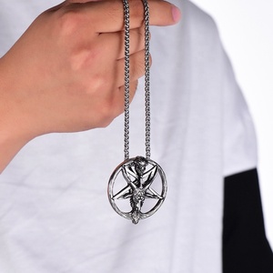 <strong>Pentagram</strong> Symbol Pendant Necklace With Baphomet <strong>Goat</strong> <strong>Head</strong> Design Vintage Stainless Steel Pagan Wiccan Occult Viking Jewelry - Product Image 4