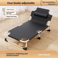 Chaise pliante inclinable portable à cadre métallique pour lit simple, idéale pour la pause déjeuner au bureau, comme fauteuil d'appoint hospitalier, pour une sieste facile, le camping et l'ameublement domestique
