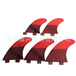 Aletas de surf UPSURF, juego de 5 piezas, G5+GL, fibra de vidrio, panal de abeja, aleta trasera de doble pestaña - Product Image 5