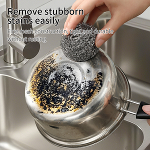Bán buôn Nhà Bếp Làm sạch SS 410 nồi dây Scrubber scourer dây kim loại bóng bọt biển & cọ rửa miếng đệm - Product Image 2