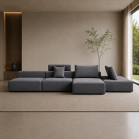Canapé modulaire en tissu gris moderne, écologique, rembourré en éponge, avec dossiers mobiles, pour appartement et hôtel