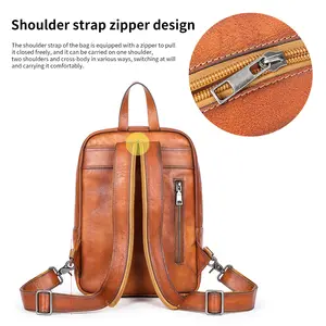 MARRANT Men Leather Chest Bag Multi-functional Travel Crossbody Backpack Shoulder Chest Bag Genuine Leather Sling Bag For Men