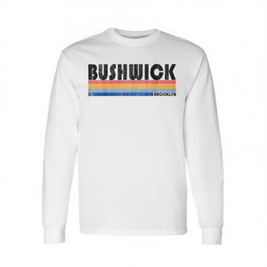 T-shirt retrò vintage anni '80 Bushwick NY a maniche lunghe, stile promozionale - Product Image 3