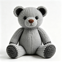 En gros, Ours en peluche gris tricoté, personnalisé, mignon, jouet et poupée en peluche