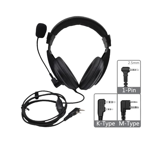 Walkie Talkie Earpiece Overhead Headphone K/M Plug Noise