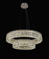 Vente en gros d'anneau fendu simple à deux couches LED K9 inoxydable anneau rond de luxe moderne lustre en cristal lampe à intensité variable ronde