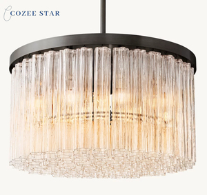Candelabro redondo LED Cielo, accesorio de luces colgantes de cristal moderno <span class=keywords><strong>para</strong></span> <span class=keywords><strong>comedor</strong></span> <span class=keywords><strong>y</strong></span> <span class=keywords><strong>sala</strong></span> de estar con altura ajustable <span class=keywords><strong>para</strong></span> iluminación - Product Image 2