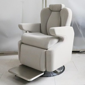 Sillón de Barbería Hidráulico de Cuero PU Gris, Reclinable, Giratorio 360 Grados, Reposapiés Ajustable, Mueble de Salón Moderno - Product Image 2