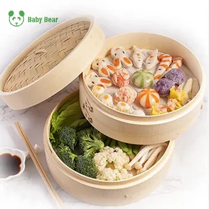 Venta caliente vaporizador de bambú logotipo personalizado cesta de bolas de masa hervida vaporizadores de alimentos