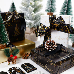 Nouveau Design Noël Cadeau Rouleau Wrap Brosse Or Papier 43*300 cm - Product Image 4