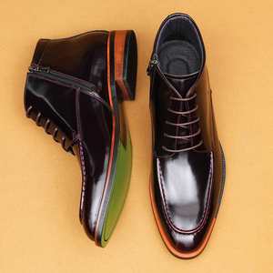 Botas Chelsea para Hombre 2025, de Piel Genuina con Acabado Brillante, Estilo Brogue Británico, con Cordones, Botines de Invierno, Casuales, de Vestir, para Boda - Product Image 3