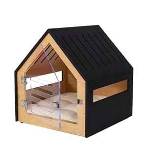 Bauernhaus moderne Luxus-Haustiermöbel aus Holz Innenraum Katzen-Hundehaus Luxushaus Haustier Hundekennel mit Acryltür