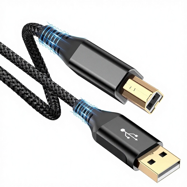High Quality USB Type-A to Type-B 2.0 High Speed Usb2.0 Printer Cable Nylon Braided Printer Cable for Fast Printing