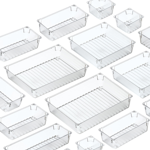 गर्म बिक्री प्लास्टिक स्पष्ट भंडारण ट्रे Multiuse भंडारण बॉक्स Stackable डेस्क दराज आयोजक बिन