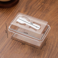 Boîte d'emballage rectangulaire en PET transparent avec couvercle, écologique et jetable, pour snacks, aliments, mille-feuille, mousse