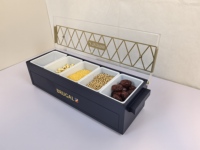 Boîte d'assaisonnement de barre de condiment en bois commerciale avec boîte de rangement de compartiment de distributeur d'assaisonnement de casserole de nourriture avec le couvercle transparent