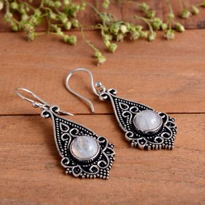 Pendientes de Piedra Lunar Arcoíris, Gema Natural, Chapados en Oro, Estilo Boho y Hippie, para Bodas y Fiestas - Product Image 4