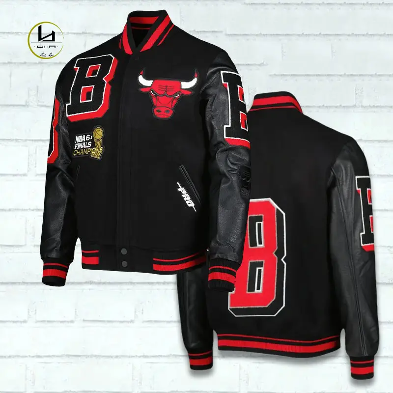 Huili oem wholesale high quality heavyweight chenille embroidered streetwear men's leather baseball letterman varsity jackets