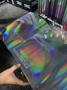 Film vinyle laser arc-en-ciel pour phares de voiture, film de changement de couleur pour phares, type nid d'abeille, film pour phares de véhicule, pour le style des phares - Product Image 4