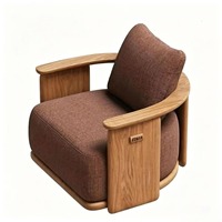 Fauteuil de loisirs vintage en bois massif, design minimaliste, luxe léger, pour hôtel, club, gîte, zone de négociation