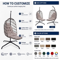 Fauteuil suspendu pliable en rotin PE avec support et repose-jambes, couleur personnalisable, pour l'exportation professionnelle (vente en gros)