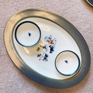 Nuevo Diseño Europeo, Juego de Vajilla de Porcelana Fina con Patrón de Ginkgo Azul, 33 Piezas - Product Image 6