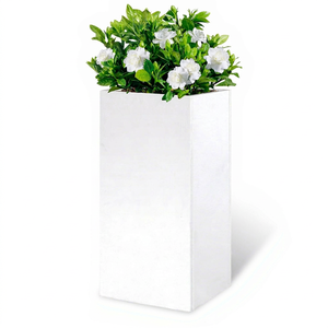 Jardinière rectangulaire en métal blanc enduit de poudre pour l'extérieur commercial résidentiel Pot en métal pour jardins/porches/patios - Product Image 1
