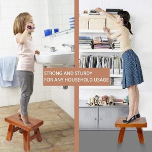 Vững chắc bước Phân footstool rắn bằng gỗ nhỏ cho trẻ em người lớn chìm nhà máy đứng câu cá phân (Màu Nâu) - Product Image 2