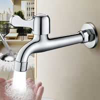 Robinet de lavabo mural pour machine à laver, évier, salle de bain, robinet en zinc, rallonge de robinet, eau froide, chrome, robinet à bec