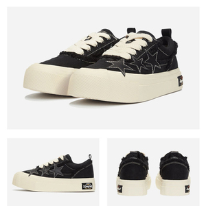 Thick <b>Platform</b> Canvas Sneakers Multi Color Star Patch Fringe Edge Chunky Rope Lace Casual Board <b>Shoes</b> Spring Autumn Summer - Product Image 4