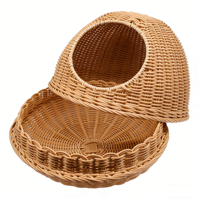 Panier multifonctionnel en rotin tressé écologique pour chat, respirant, résistant à la moisissure, facile à nettoyer, durable, pour l'intérieur