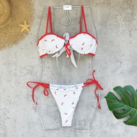 Mini bikini rétro imprimé TW, haut tube à bretelles, taille basse, dos nu sexy, micro bikini, nouvelle collection 2025, ensemble deux pièces, string pour femmes