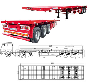 Vận Chuyển 40ft Container Vận Chuyển Phẳng Giường Trailer <span class=keywords><strong>3</strong></span> Trục Phẳng Bán Trailer Để Bán - Product Image 6