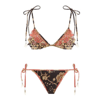 Ensemble bikini push-up sportif à carreaux, tissu à séchage rapide, maillot de bain froncé à lacets et strings en V, tenue de plage élégante, coupe haute, écologique