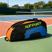 Sac de raquette de tennis KOP personnalisé, imperméable, orange et noir, avec compartiment 6PK pour les joueurs enfants et adolescents