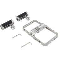 Cage stabilisatrice universelle en aluminium pour smartphone avec double poignée et emplacement pour micro pour vlogging / tournage vidéo