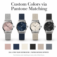 Montre-bracelet personnalisée pour femme, couleur Pantone, cadran personnalisé et bracelet en acier maillé, résistance à l'eau 5 ATM, montre minimaliste, logo personnalisé