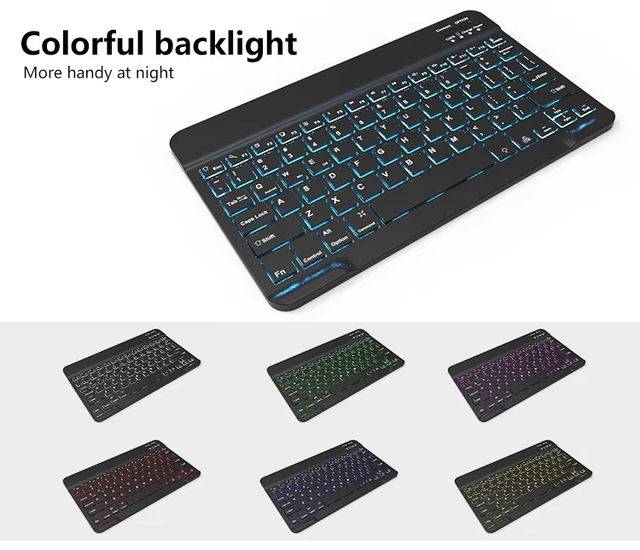 Mini BT Keyboard for Tablet Rechargeable Spanish Keyboard and Mouse ipad for Cell Phone Laptop Wireless Backlight Keyboard