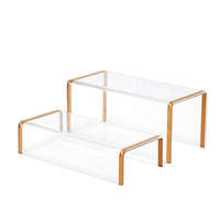 Support d'affichage moderne en acrylique transparent sur pied avec 1 étagère pour parfums et cosmétiques, marque AURORA, livraison rapide