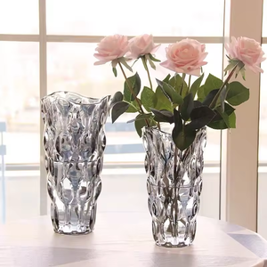 <span class=keywords><strong>Vase</strong></span> décoratif de bureau à pointe ronde et filetage bohème style arc-en-ciel en verre transparent - Product Image 4