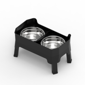 Elecpet mangkuk hewan peliharaan ganda 4 tinggi dapat diatur antiselip besar mangkuk makanan kucing anjing naik 304 baja tahan karat dengan desain kustom hitam - Product Image 6
