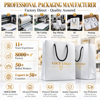 Sacs en papier pour bijoux personnalisés de luxe, recyclables, réutilisables, imprimés en offset, avec laminage mat, logo, sacs cadeaux blancs, corde noire pour bijoux