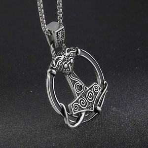 Nouveaux pendentifs vikings tendance de la mythologie nordique, totem de dragon, pendentif marteau de Thor, collier, accessoire viking - Product Image 1