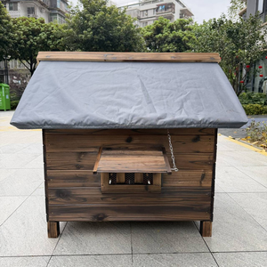 บ้านสุนัขไม้สนสมัยใหม่ขนาดกลาง พร้อมประตูและหน้าต่างสำหรับสัตว์เลี้ยง มีฝาปิดกันน้ำ สำหรับแมวและสุนัข ใช้ได้ทุกฤดู - Product Image 5