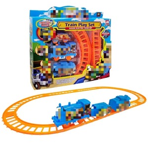 Juego de trenes de juguete de plástico eléctrico con rieles, modelo educativo, con luz, DIY, rompecabezas de encaje, juego de trenes de pista - Product Image 1