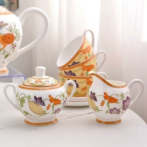 Ensemble de vaisselle en céramique écologique, kit de tasses en porcelaine moderne avec motifs de fruits jaunes pour hôtels et services - Product Image 5